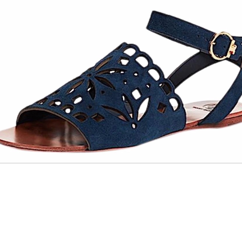 Tory Burch Navy New May Flat Sandals
